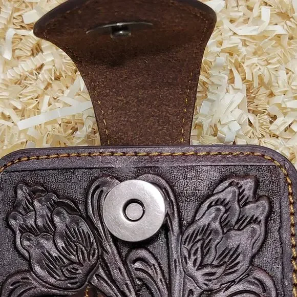 Longhorn Leather Phone Holstor With Knife Sheath & Belt Clip Sz LARGE 7x4